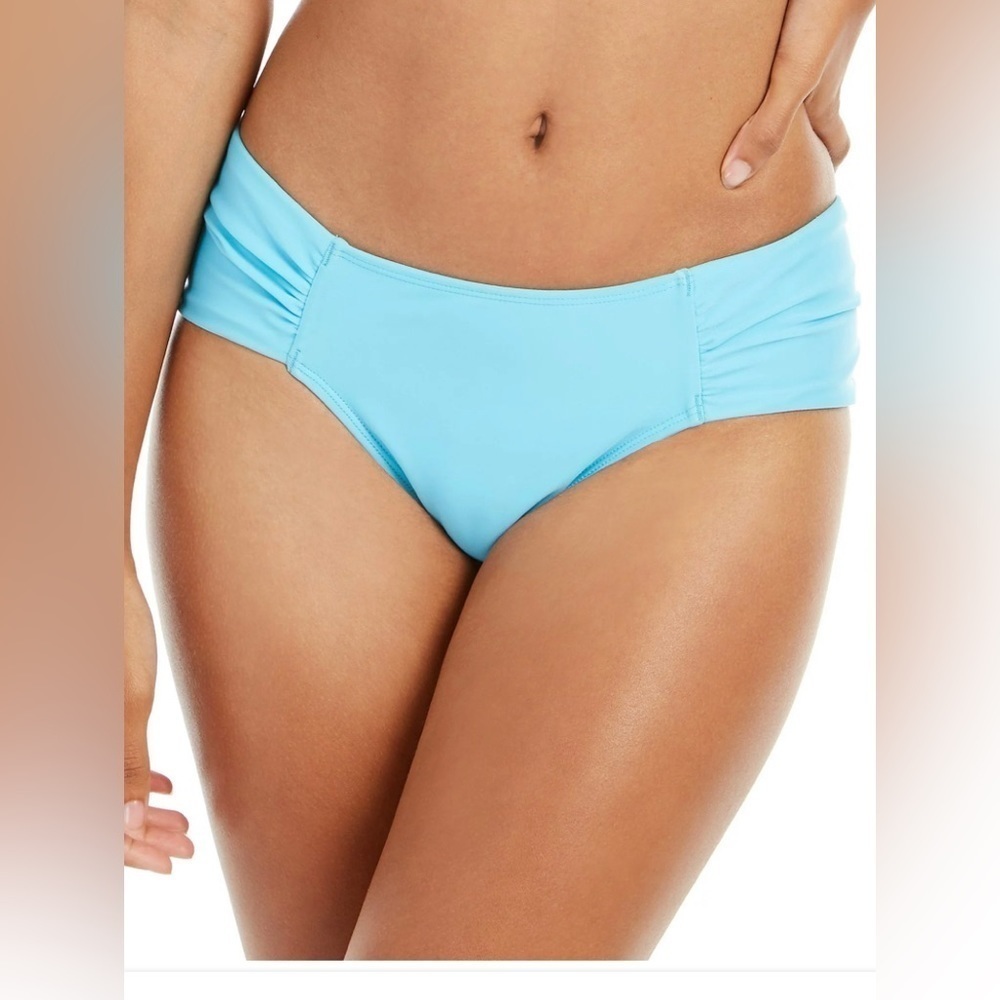 Rachel Rachel Roy ruched sides Aqua blue bikini bottoms